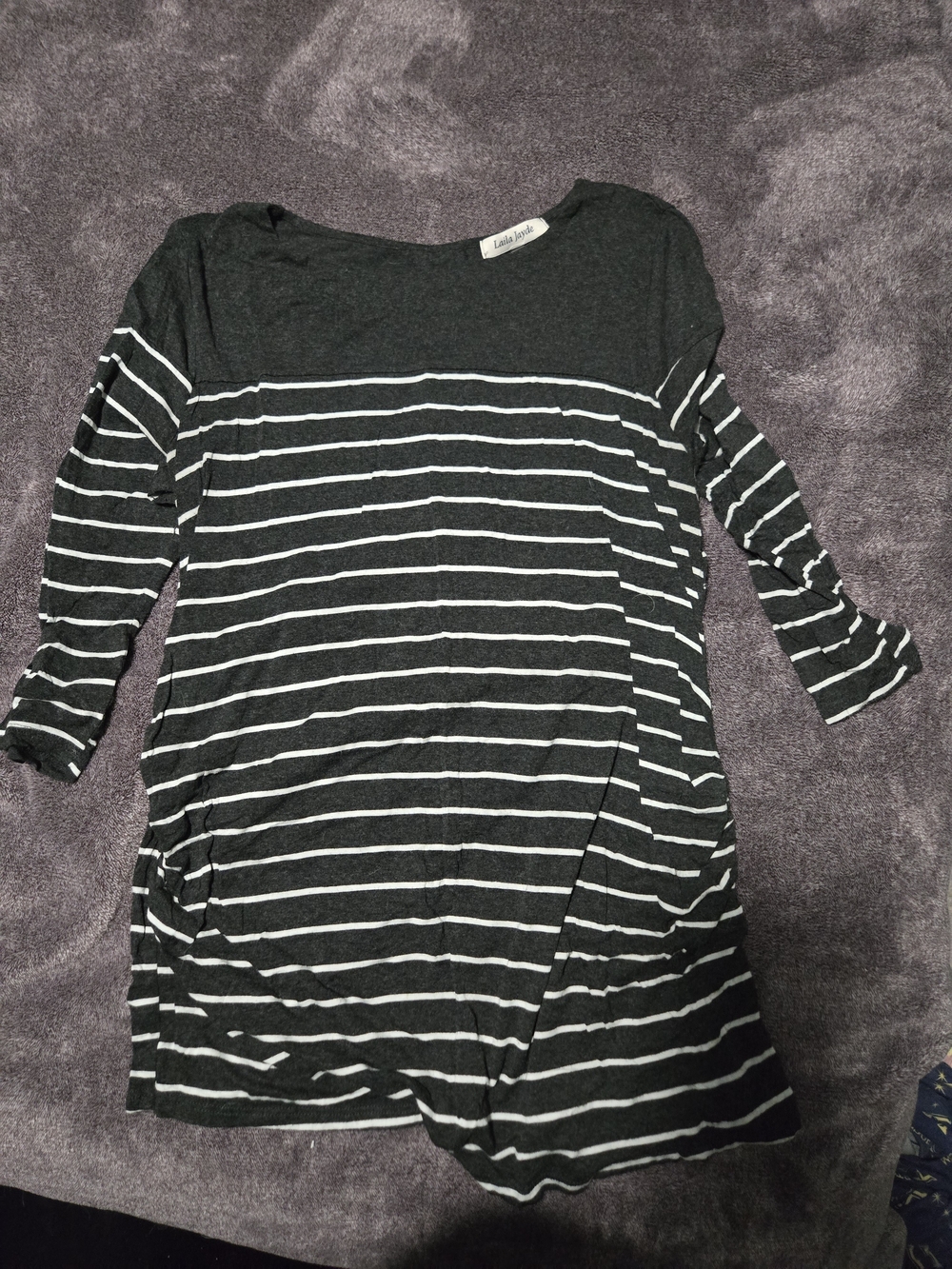 Laila Jayde Black and White Striped Long Sleeve Dress